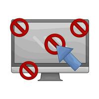 no sign, cursor with computer illustration vector