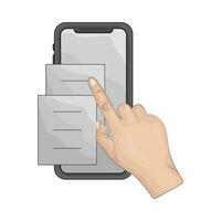 file with  hand touch mobile phone illustration vector