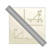 ruler with geometry paper illustration vector