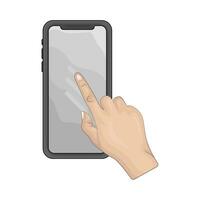 mobile phone with hand button illustration vector