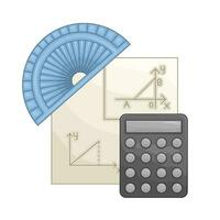 ruler with calculator  illustration vector