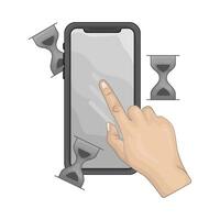 loading with hand touch mobile phone illustration vector