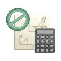 regla con calculadora ilustración vector