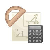 regla con calculadora ilustración vector