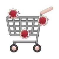 sticker price with cart shopping illustration vector