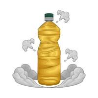 cooking oil bottle with smoke illustration vector