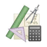 ruler , period, calculator with paper geometry illustration vector