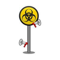 radioactive in caution board illustration vector