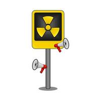 radioactive in caution board illustration vector