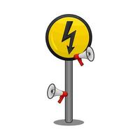 lightning in caution board illustration vector