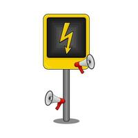 lightning in caution board illustration vector