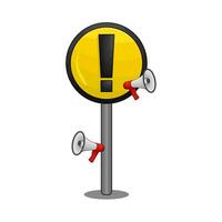 exlamation mark in caution board with megaphone illustration vector