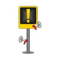 exlamation mark in caution board with megaphone illustration vector