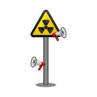 radioactive in caution board illustration vector