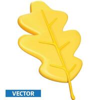 Autumn Oak leaf 3d vector icon element.