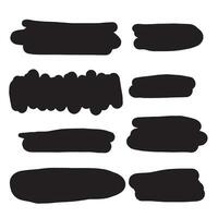 Set of vector brush strokes, various shapes. Collection of hand drawn different graphic elements.