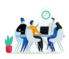 Vector illustration of business people working in office. Teamwork concept.