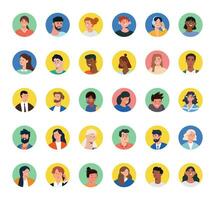 Set of avatars of different people, Flat style vector illustration.