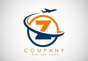 Initial alphabet Z with aeroplane. Travel icons. Aviation logo sign, Flying symbol. Flight icon vector