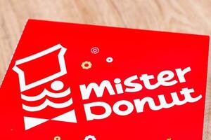 Bangkok, Thailand - April, 11 2023 - Donut package box of Mister Donut Donut shop in Thailand photo