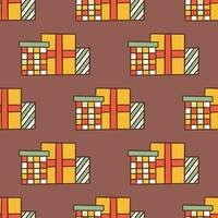 Seamless pattern with festive gift boxes. Vector background