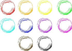 Set of grunge colored brush stroke circles in different colors, bundle set, vector illustrations