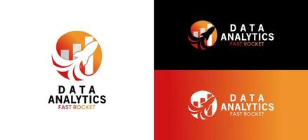 Rocket speed data analysis logo design for data finance, investment icon vector design
