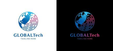 tecnología globo logo diseño, resumen globo vector ilustración inspiración