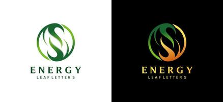 Modern abstract green leaf s letter logo design with creative concept vector