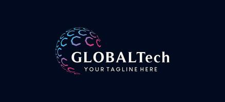 Technology globe logo design template, modern abstract globe vector illustration