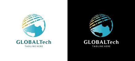 Technology globe logo design, modern abstract globe vector illustration