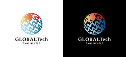 Technology globe logo design, abstract globe vector illustration