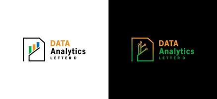 Modern D letter data analysis logo design for data finance, investment icon vector design