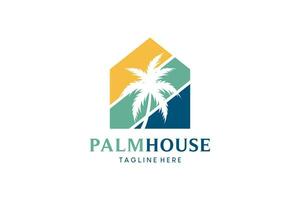 Modern abstract colorful palm tree house logo design vector