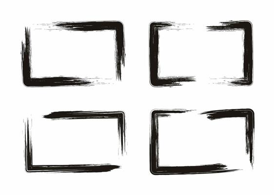 Grunge brush rectangle set vector. Brush stroke frame set.