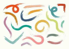 Various shape of colorful brush stroke. Artistic brush stroke retro color paint. vector