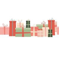 Seamless border of gift boxes vector