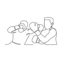 One continuous line of Boxing player vector illustration. Boxing player illustration simple linear style concept vector. Fighting sport design for your business asset design and promotion.