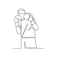 One continuous line of Boxing player vector illustration. Boxing player illustration simple linear style concept vector. Fighting sport design for your business asset design and promotion.