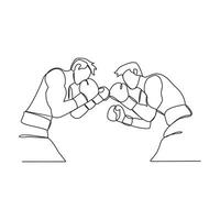 One continuous line of Boxing player vector illustration. Boxing player illustration simple linear style concept vector. Fighting sport design for your business asset design and promotion.