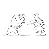 One continuous line of Boxing player vector illustration. Boxing player illustration simple linear style concept vector. Fighting sport design for your business asset design and promotion.