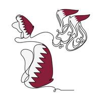 One continuous line drawing of Qatar National Day Vector Illustration on December 18th. Qatar National Day design in simple linear style illustration. Suitable for greeting card, poster and banner.