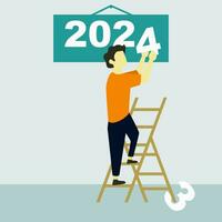 illustration of the change of year from 2023 to 2024 vector