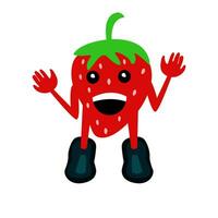 cute strawberry mascot illustration vector