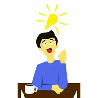 illustration of a man thinking and coming up with ideas vector