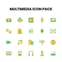 Multimedia Flat style icon pack vector