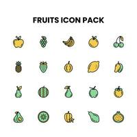 frutas lleno contorno icono paquete vector