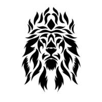 illustration vector graphics of tribal art abstract face of a crowned lion