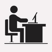 Businessman Working on Computer Vector illustration