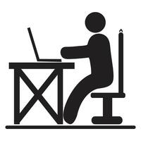 Businessman Working on Computer Vector illustration.